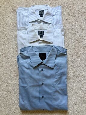 LOT Jos. A. Bank & Joseph Men’s Striped Dress Shirts - Blue, white, grey striped